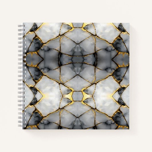 Modern Cracked Gold White & black marble Notizblock (Vorderseite)