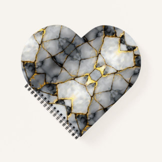 Modern Cracked Gold White & black marble Notizblock