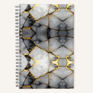 Modern Cracked Gold White & black marble Notizblock