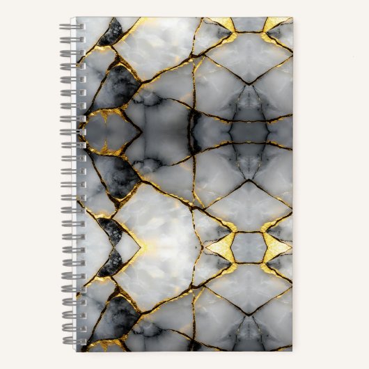 Modern Cracked Gold White & black marble Notizblock (Vorderseite)