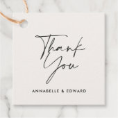 Modern cream black minimal contemporary wedding geschenkanhänger (Vorderseite)