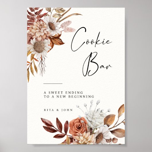 Modern Cream Boho Cookie Table Wedding Sign Poster (Vorne)
