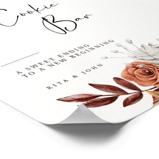 Modern Cream Boho Cookie Table Wedding Sign Poster (Ecke)