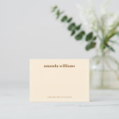 Modern cream color name and text mini notecard visitenkarte (Stehend Vorderseite)