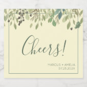 Modern Cream & Eucalyptus Wedding Champagne Label Schaumweinetikett (Einzelnes Label)