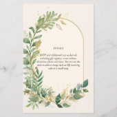Modern Cream Gold Greenery Botanische Hochzeit (Rückseite)