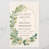 Modern Cream Gold Greenery Botanische Hochzeit (Vorderseite)