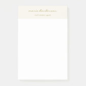 Modern Cream Gold Script Calligraphy Monogram Post-it Klebezettel (Vorderseite)