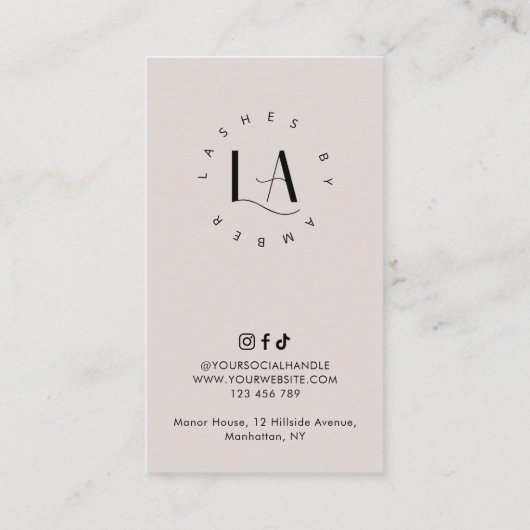 Modern Cream Lash Extensions Aftercare Salon Logo Visitenkarte (Rückseite)
