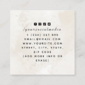 Modern Cream Marble Funny Cool Pizza Tattoo Artist Quadratische Visitenkarte (Rückseite)