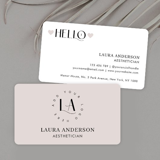 Modern Cream Neutral Ästhetiker Elegantes Logo Visitenkarte