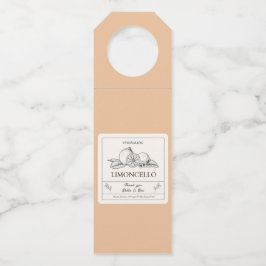 Modern Cream Peach Lemon Wedding Limoncello Flaschenanhänger