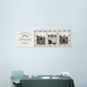 Modern Cream Taupe Bows 3 Photo Graduation Banner (Messeveranstaltung)