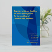 Modern Creative Boho Abstrakt Blue Wedding Gold Folieneinladung (Stehend vorne)