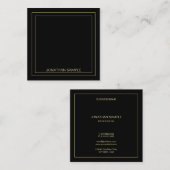 Modern Creative Gold Text Name Elegant Schwarz Quadratische Visitenkarte (Vorne/Hinten)