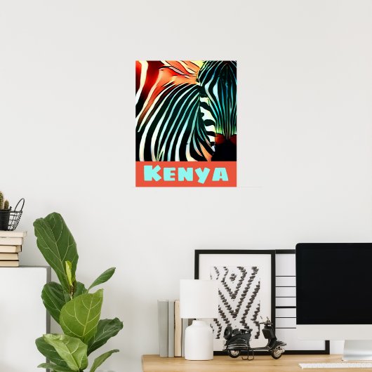 Modern Creative Wildlife Zebra Art Kenya Poster (Heimbüro)