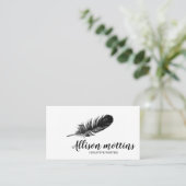 Modern Creative Writer Feather Logo Visitenkarte (Stehend Vorderseite)