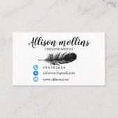 Modern Creative Writer Feather Logo Visitenkarte (Rückseite)