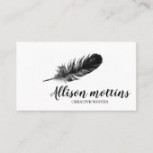 Modern Creative Writer Feather Logo Visitenkarte (Vorderseite)