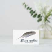 Modern Creative Writer Feather Logo Visitenkarte (Stehend Vorderseite)