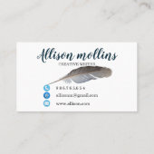 Modern Creative Writer Feather Logo Visitenkarte (Rückseite)