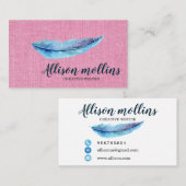 Modern Creative Writer Feather Logo Visitenkarte (Vorne/Hinten)