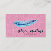 Modern Creative Writer Feather Logo Visitenkarte (Vorderseite)