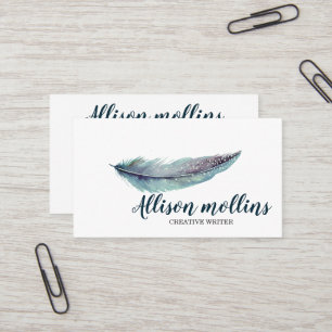 Modern Creative Writer Feather Logo Visitenkarte