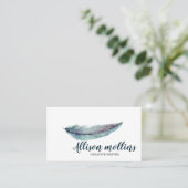 Modern Creative Writer Feather Logo Visitenkarte (Stehend Vorderseite)