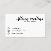 Modern Creative Writer Feather Logo Visitenkarte (Rückseite)