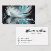 Modern Creative Writer Feather Logo Visitenkarte (Vorne/Hinten)