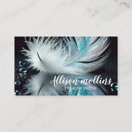 Modern Creative Writer Feather Logo Visitenkarte (Vorderseite)