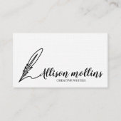 Modern Creative Writer Fether Logo Visitenkarte (Vorderseite)