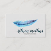 Modern Creative Writer Fether Logo Visitenkarte (Vorderseite)