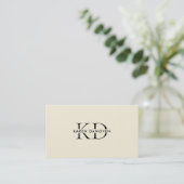 Modern Creme Monogram Beruflich Visitenkarte (Stehend Vorderseite)