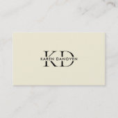 Modern Creme Monogram Beruflich Visitenkarte (Vorderseite)