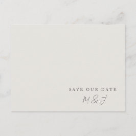 Modern Creme Monogram Save the Date Postcard Postkarte