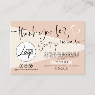 Modern Creme Order Danke Business Card Visitenkarte