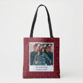Modern Crimson Red Christmas Tree & Greetings Tasche (Vorderseite)