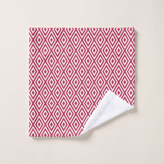Modern Crimson White Geometric Badhandtuch Set (Waschlappen)