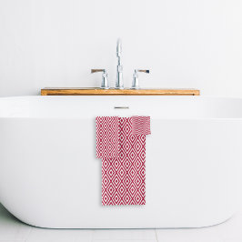 Modern Crimson White Geometric Badhandtuch Set