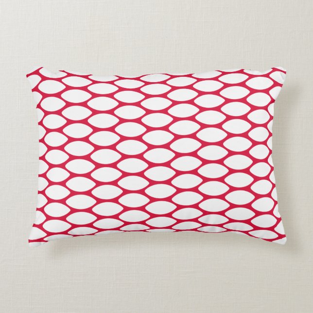 Modern Crimson White Pattern Accent Pillow Dekokissen (Vorderseite)