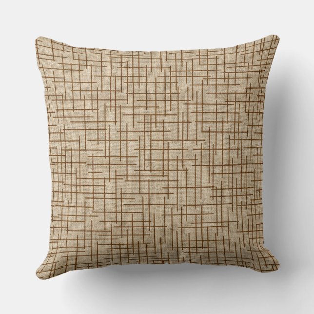 Modern Crosshatch burlap texture pattern Kissen (Rückseite)
