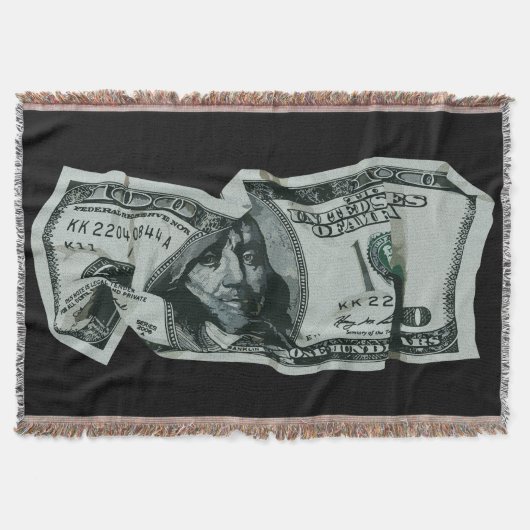Modern Crumpled $ 100 Bill Design Decke (Vorderseite)