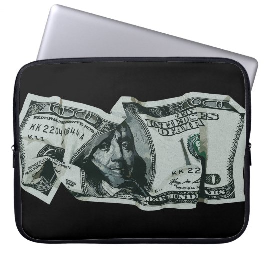 Modern Crumpled $ 100 Bill Design Laptopschutzhülle (Vorderseite)