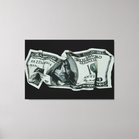 Modern Crumpled $ 100 Bill Design Leinwanddruck (Vorderseite)