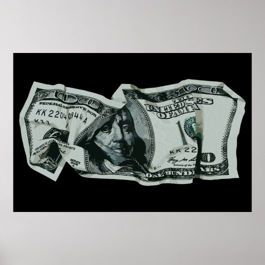 Modern Crumpled $ 100 Bill Design Poster (Vorne)