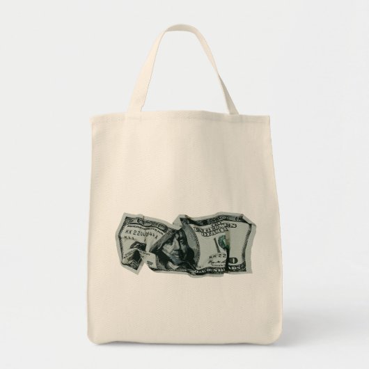 Modern Crumpled $ 100 Bill Design Tragetasche (Vorne)