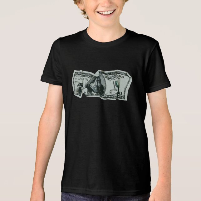 Modern Crumpled $ 100 Bill Design Tri-Blend Shirt (Vorderseite)