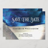 Modern Crystal Gemstones Blauer weißer Abschluss Save The Date (Vorne/Hinten)